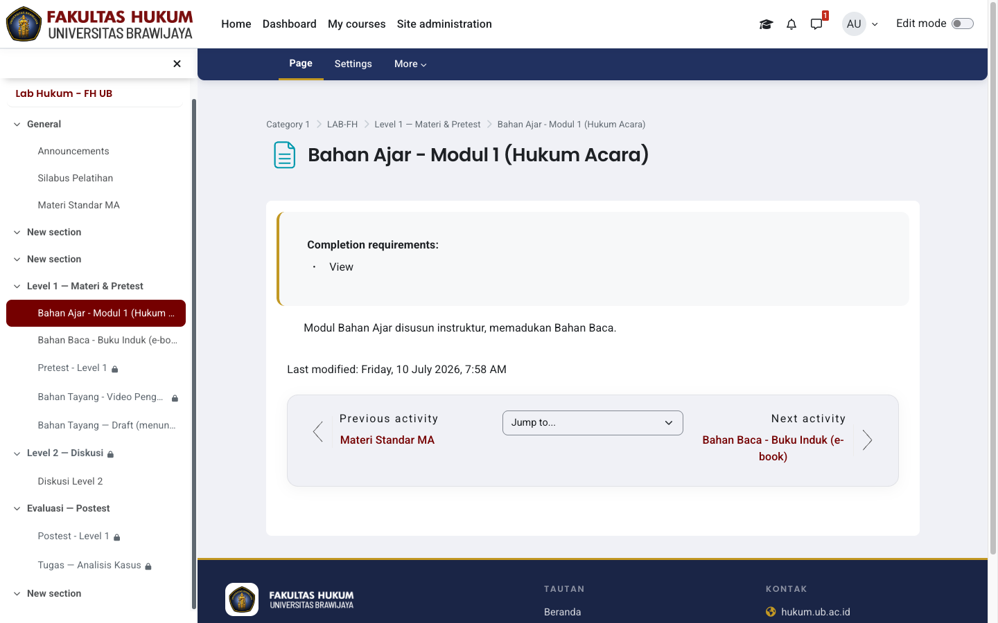 Contoh Bahan Ajar bertipe Page