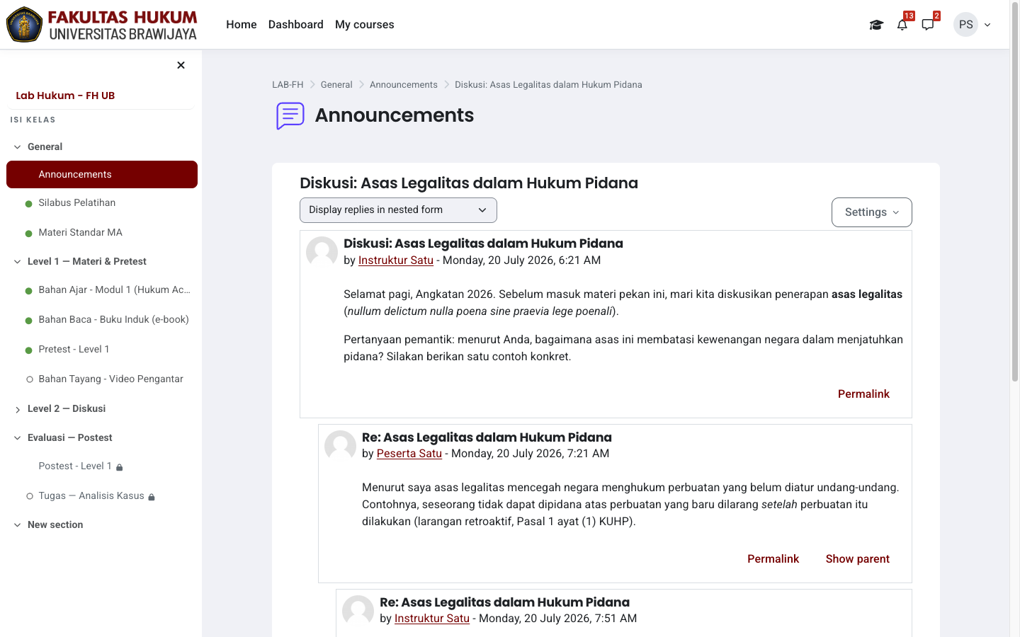 Contoh diskusi forum